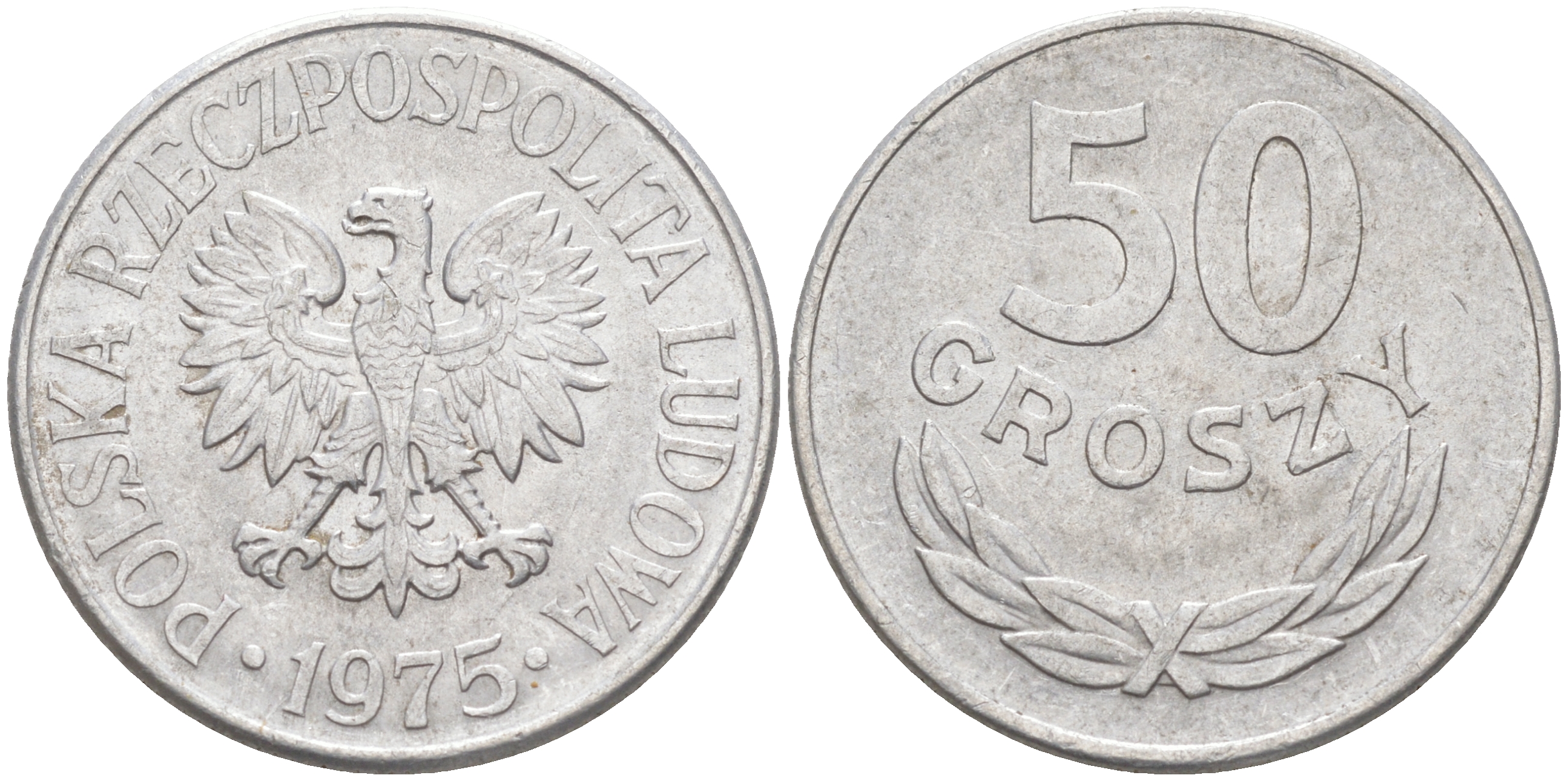 ПОЛЬША 50 ГРОШЕЙ 1975 КРЕМНИЦА KM 48.1 алюминий XF 190-447