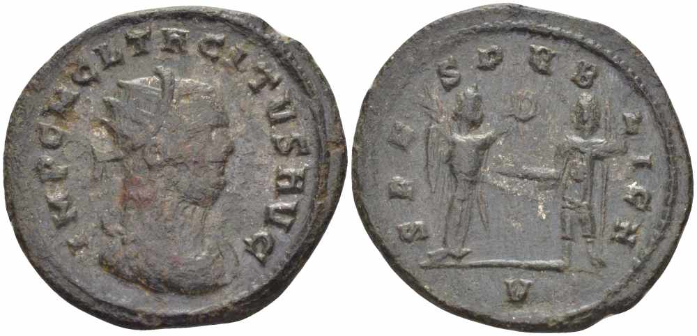 Римская Империя аврелианиан 276 Тацит SPES PVBLICA Кизик Very fine RIC 208 бронза, серебрение 1073-16-65