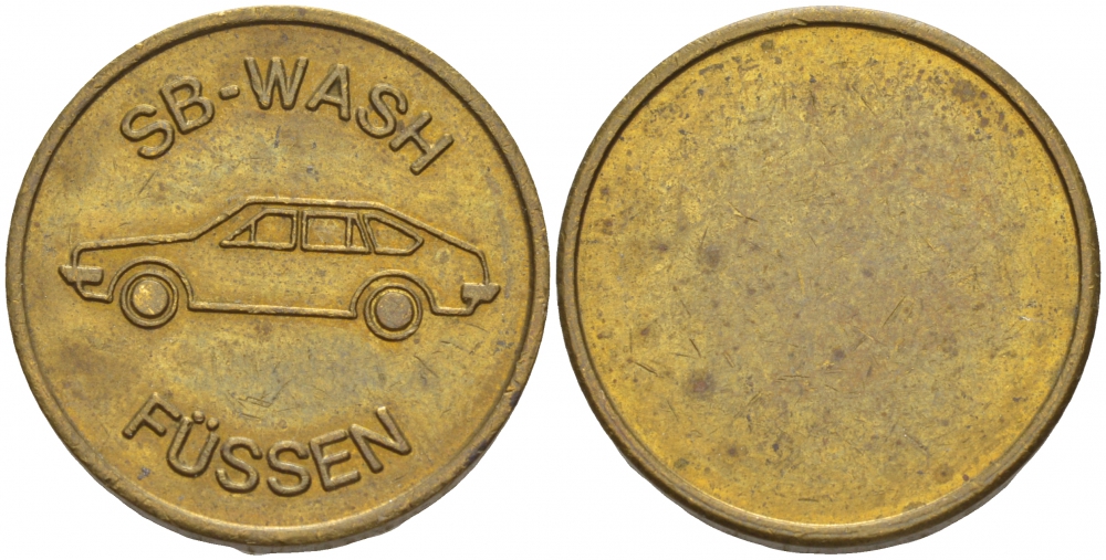 ГЕРМАНИЯ ЖЕТОН НА МОЙКУ АВТОМОБИЛЯ SP-WACH, FUSSEN латунь 4544-846