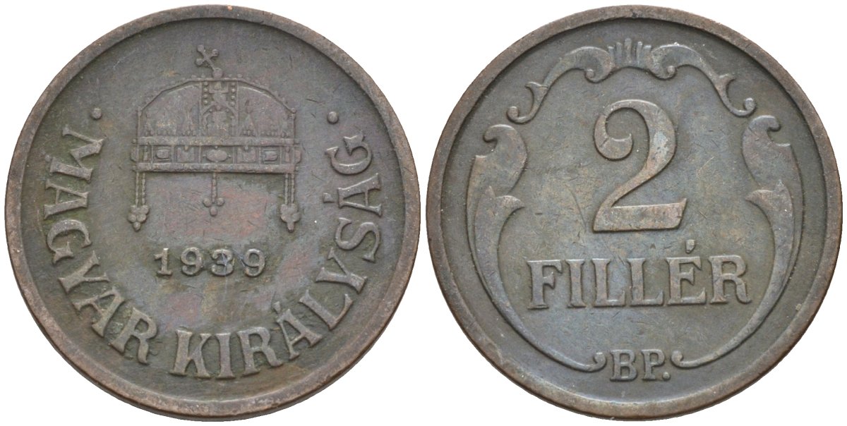Венгрия 2 филлера 1939 BP KM 506 бронза 4115-1167
