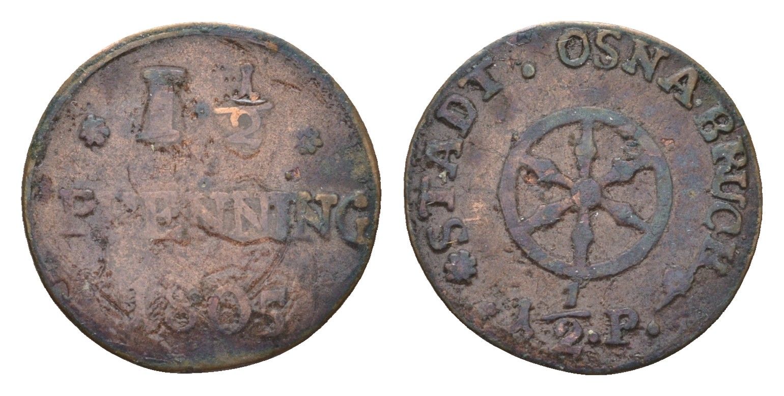 Оснабрюк 1 1/2 пфеннига 1805 KM 284 медь 72-1062