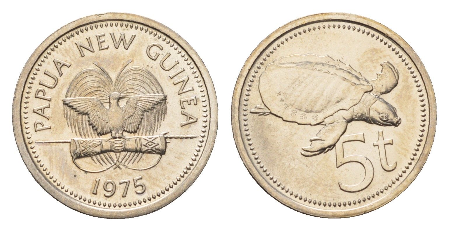 Папуа Новая Гвинея 5 тойя 1975 KM 3 медно-никель UNC 96-818