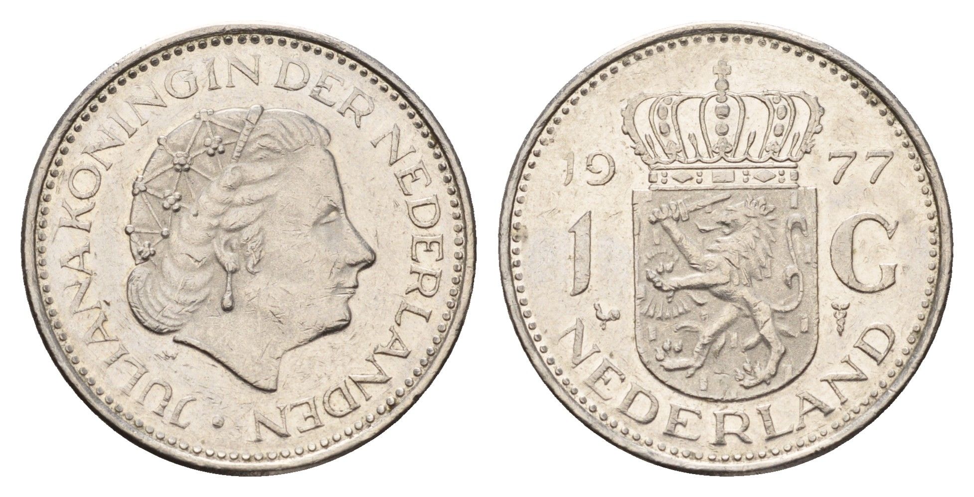 Нидерланды 1 гульден 1977 Юлиана (1948-1980) KM 184a никель 190-226