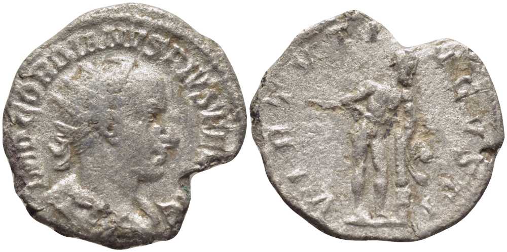 Римская Империя антониниан 241 - 243 Гордиан III, IMP GORDIANVS PIVS FEL AVG / VIRTVTI AVGVSTI, Рим, fine RIC 95 серебро 1073-6-101