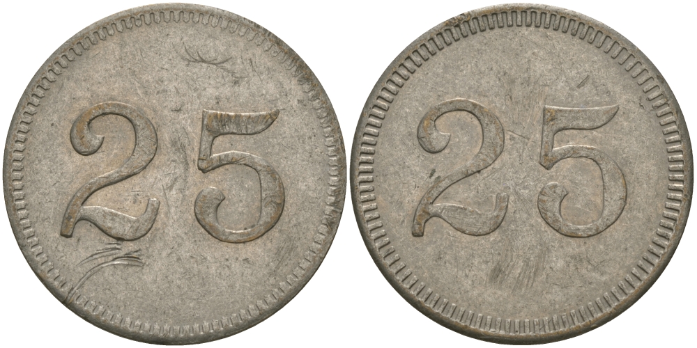 ФРАНЦИЯ 25 САНТИМОВ ND ПЛАТЕЖНЫЙ ЖЕТОН НАЧАЛА XX ВЕКА, ДИАМЕТР 23 ММ. белый металл 98-937