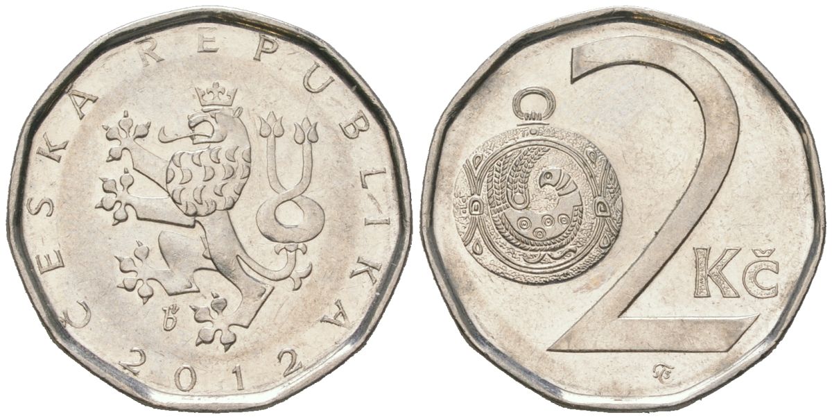 Чехия 2 кроны 2012 b’ KM 9 сталь плакированная никелем aUNC 4516-959