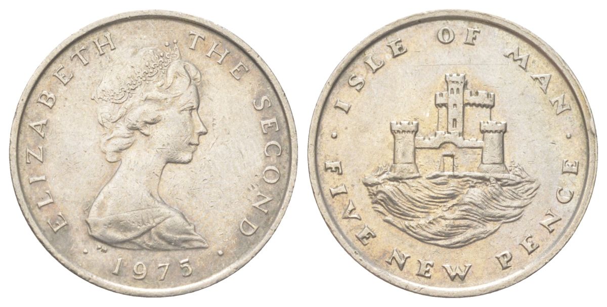 Остров Мэн 5 пенсов 1975 KM 22 медно-никель 4624-346