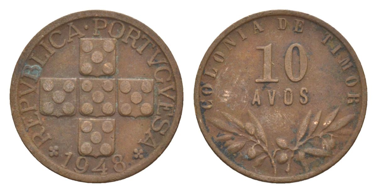 Португальский Тимор 10 аво 1948 KM 5 бронза 3711-1313