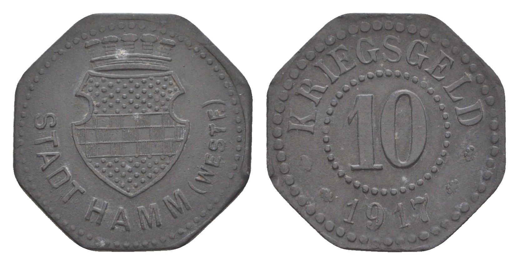 Хамм 10 пфеннигов 1917 Funck 191.4, Men05 10724.10, Men18 13448.10 цинк 4636-735