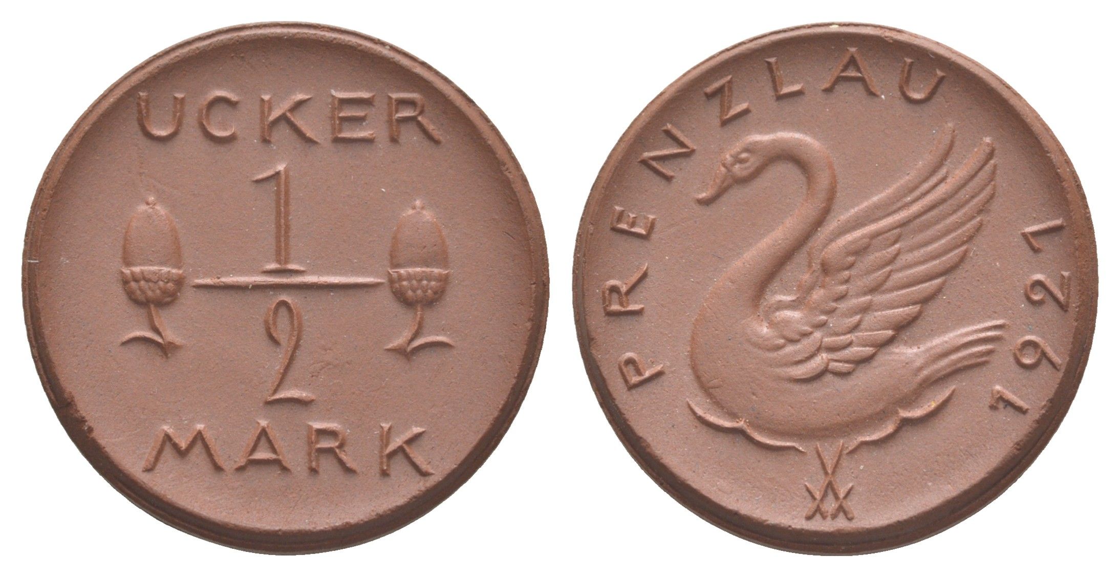 Пренцлау 1/2 марки 1921 Men05 20898.3, Men22.2 26136.3, Scheuch 219a фарфор 1094-10-33