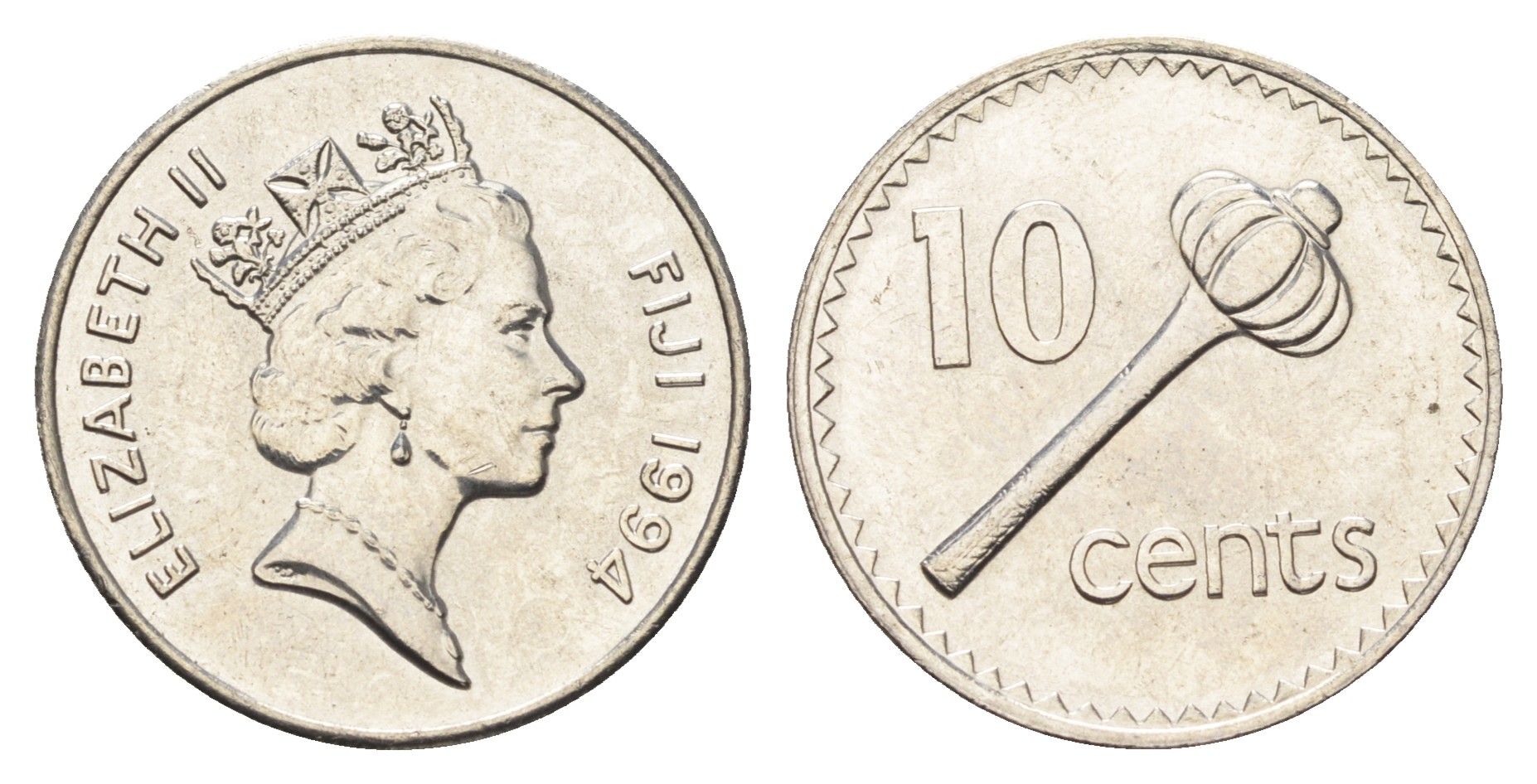 Фиджи 10 центов 1994 KM 52a сталь плакированная никелем UNC 4666-533