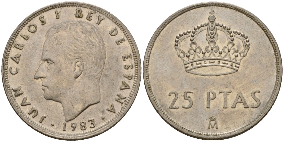 Испания 25 песет 1983 Хуан Карлос I (1975-2014) KM 824 медно-никель 183-113