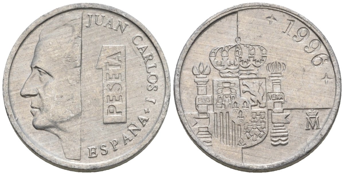 Испания 1 песета 1996 M, Хуан Карлос I (1975-2014) KM 832 алюминий 4602-1163