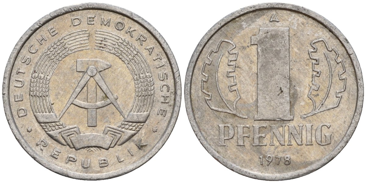 ГДР 1 пфенниг 1978 A KM 8.2 алюминий 187-132