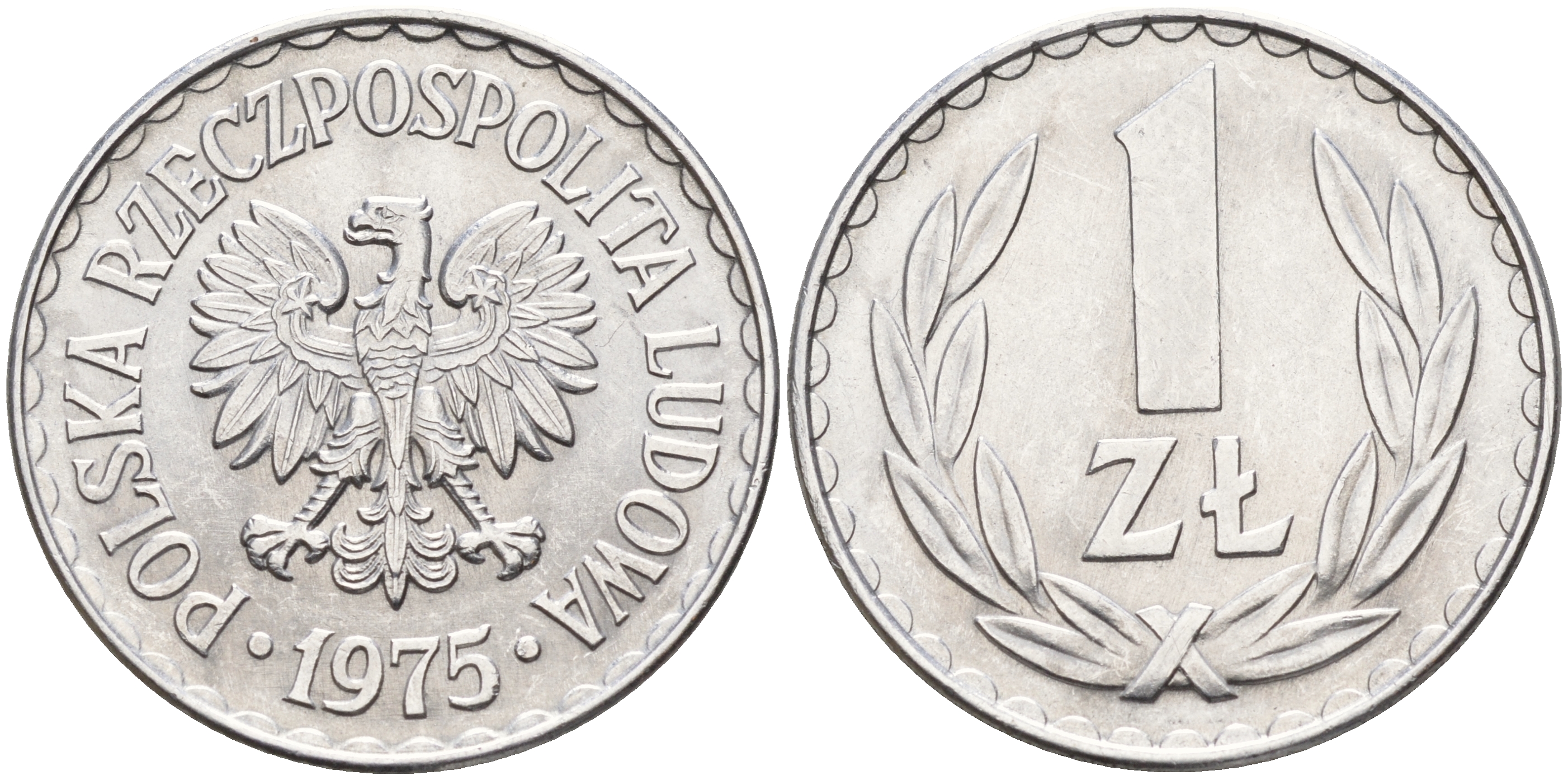 Польша 1 злотый 1975 MW KM 49.1 алюминий  UNC  4161-156