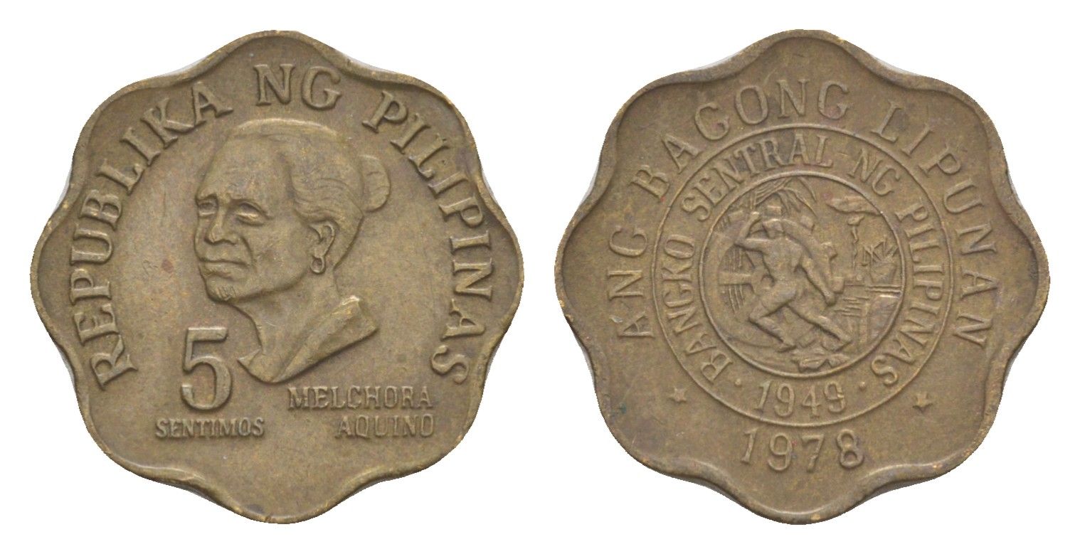 Филиппины 5 сентимо 1978 KM 206 латунь 4649-634