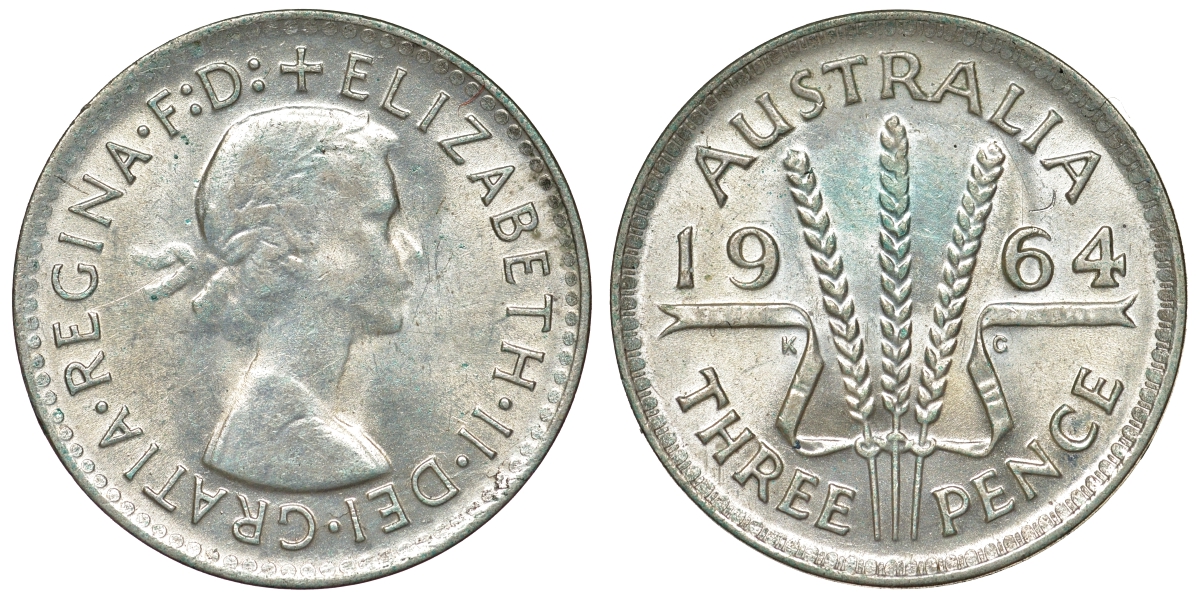 Австралия 3 пенса 1964 Елизавета II (1952-2022) KM 57 серебро 71-1016