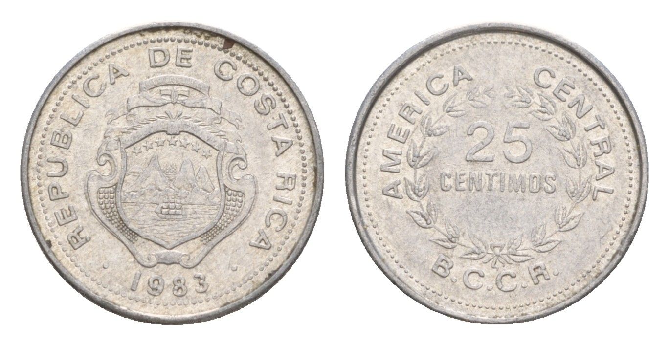 Коста-Рика 25 сентимо 1983 KM 188.3 алюминий 4649-826