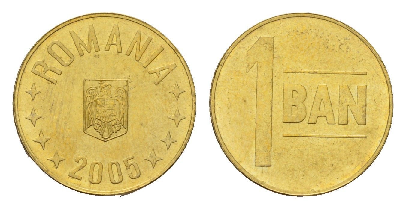 Румыния 1 бань (бани) 2005 KM 189 сталь плакированная латунью UNC 4615-835