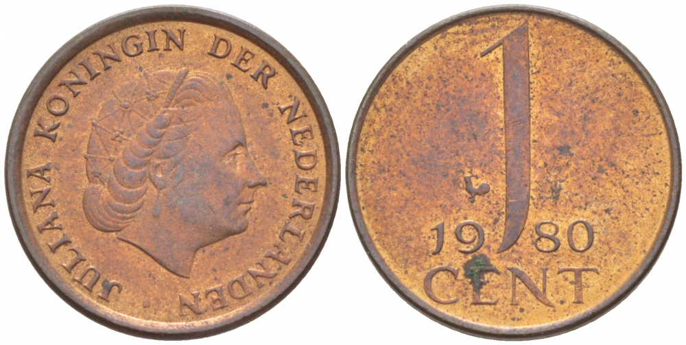 Нидерланды 1 цент 1980 Юлиана (1949-1980) KM 180 бронза 3457-1065