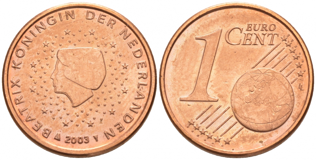 НИДЕРЛАНДЫ 1 ЕВРОЦЕНТ 2003 KM 234 сталь плакированная медью UNC 187-111