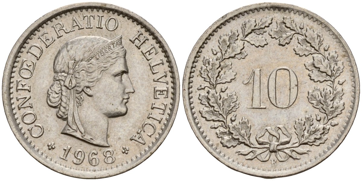 Швейцария 10 раппенов 1958 B KM 27 медно-никель     4189-926