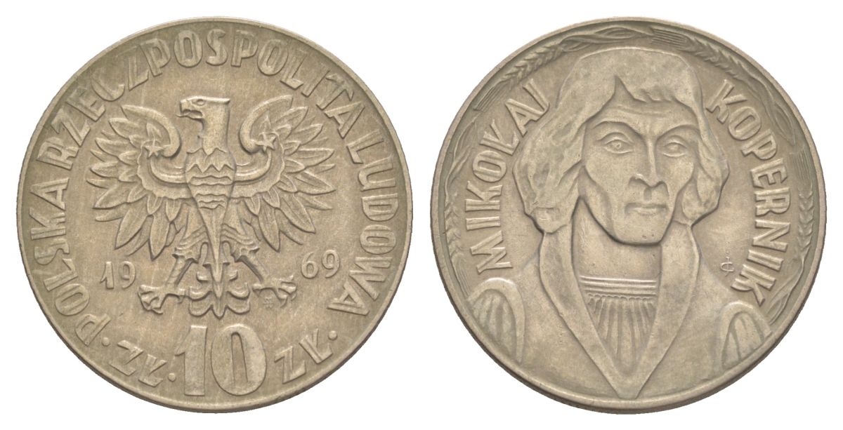 Польша 10 злотых 1969 Николай Коперник Y 51a медно-никель 4633-126