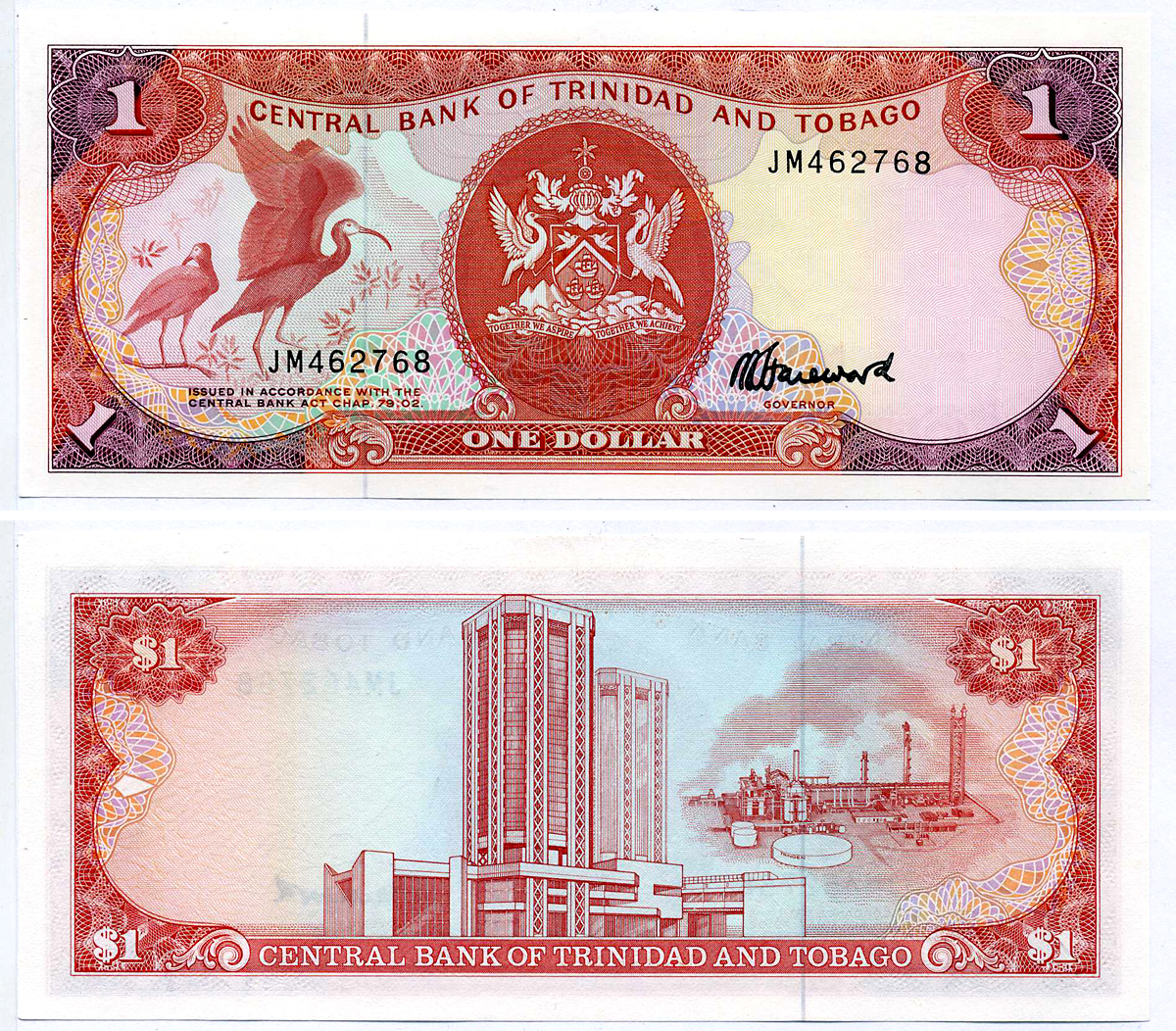 Тринидад и Тобаго 1 доллар 1985 подпись 6 Pick 36c бумага UNC (пресс) 2197-13-3-1