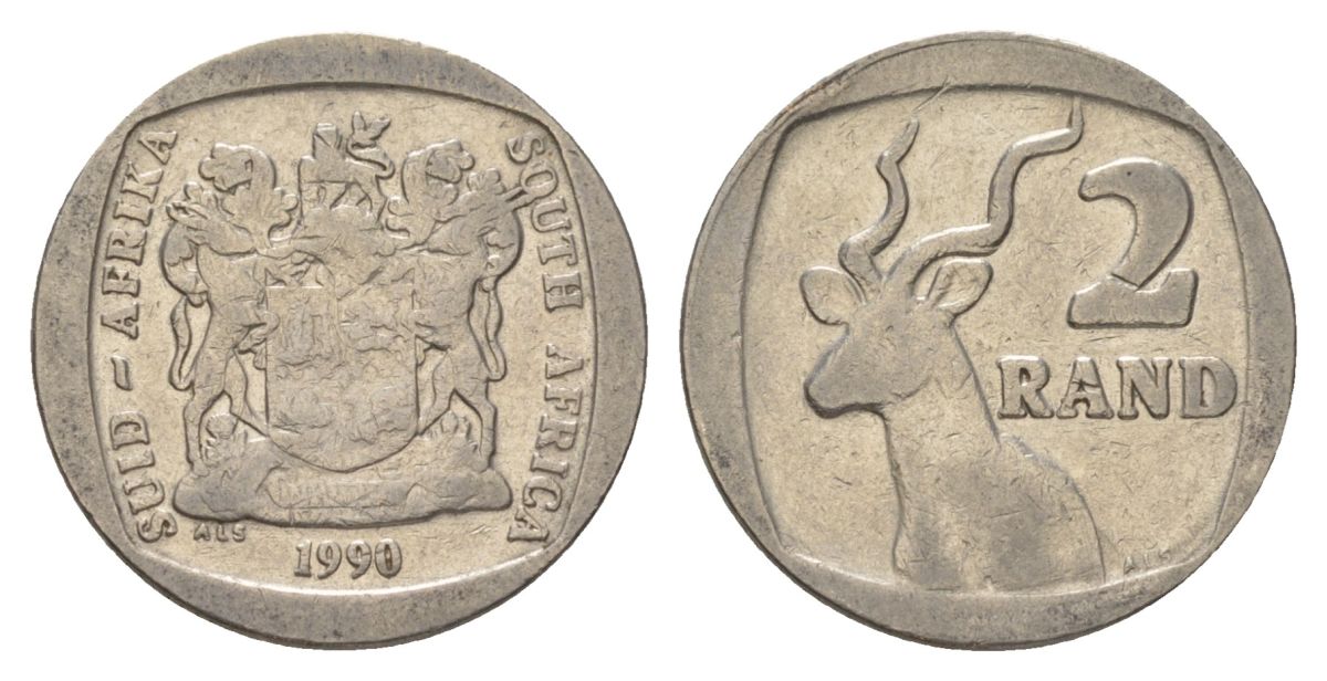 ЮАР 2 ранда 1990 KM 139 медь плакированная никелем 4626-1045