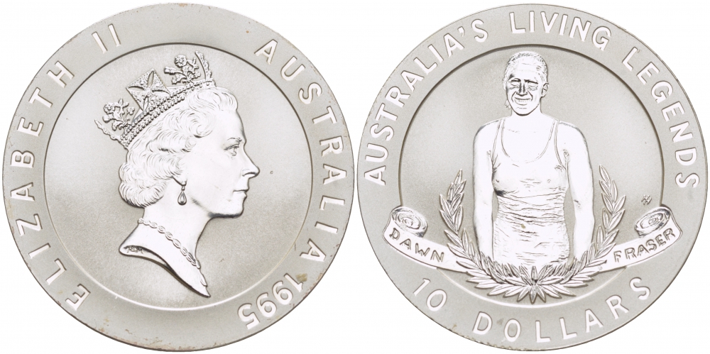 Австралия 10 долларов 1995 Олимпийское золото Австралии, Дон Лоррейн Фрейзер KM 301 серебро PROOF 1082-6-64