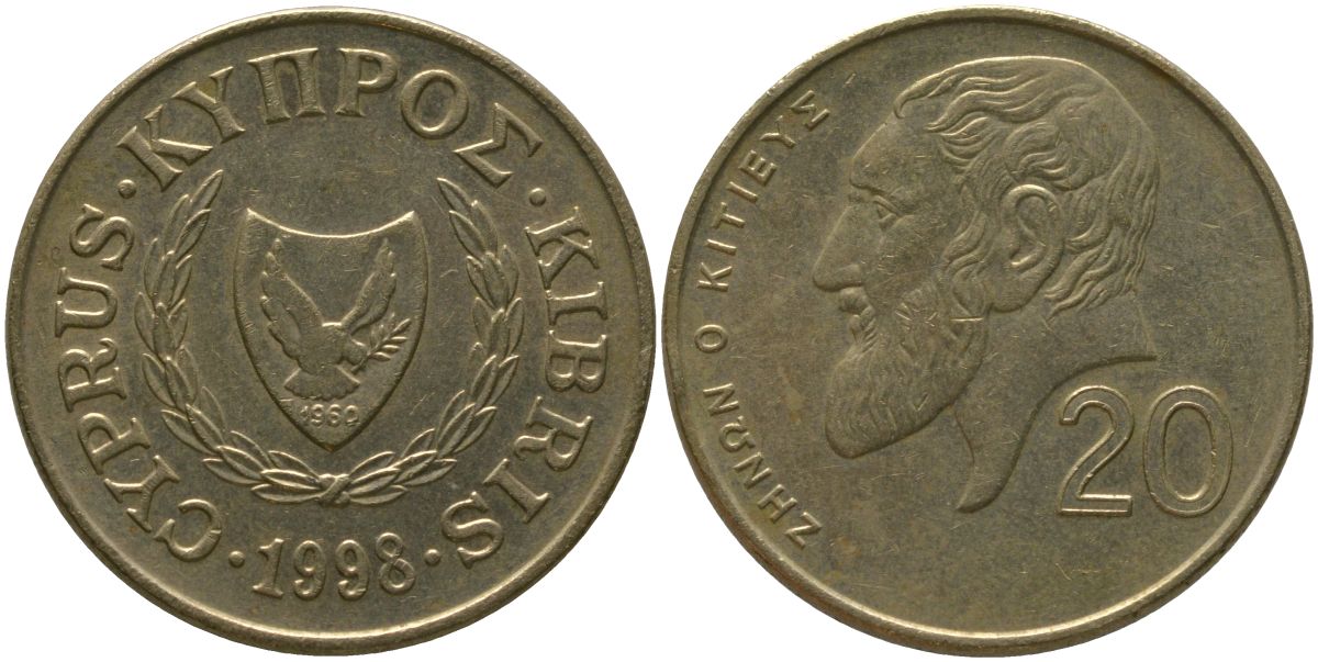 Кипр 20 центов 1998 KM 62.2 никель латунь 4402-333