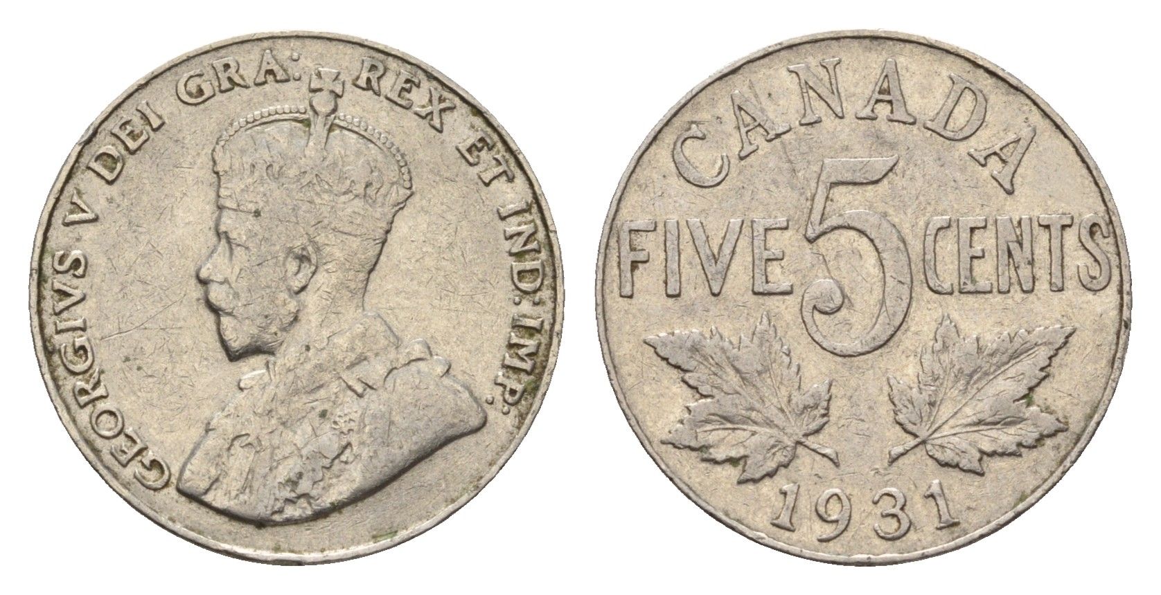 Канада 5 центов 1931 Георг V (1910-1936) KM 29 никель 4651-365