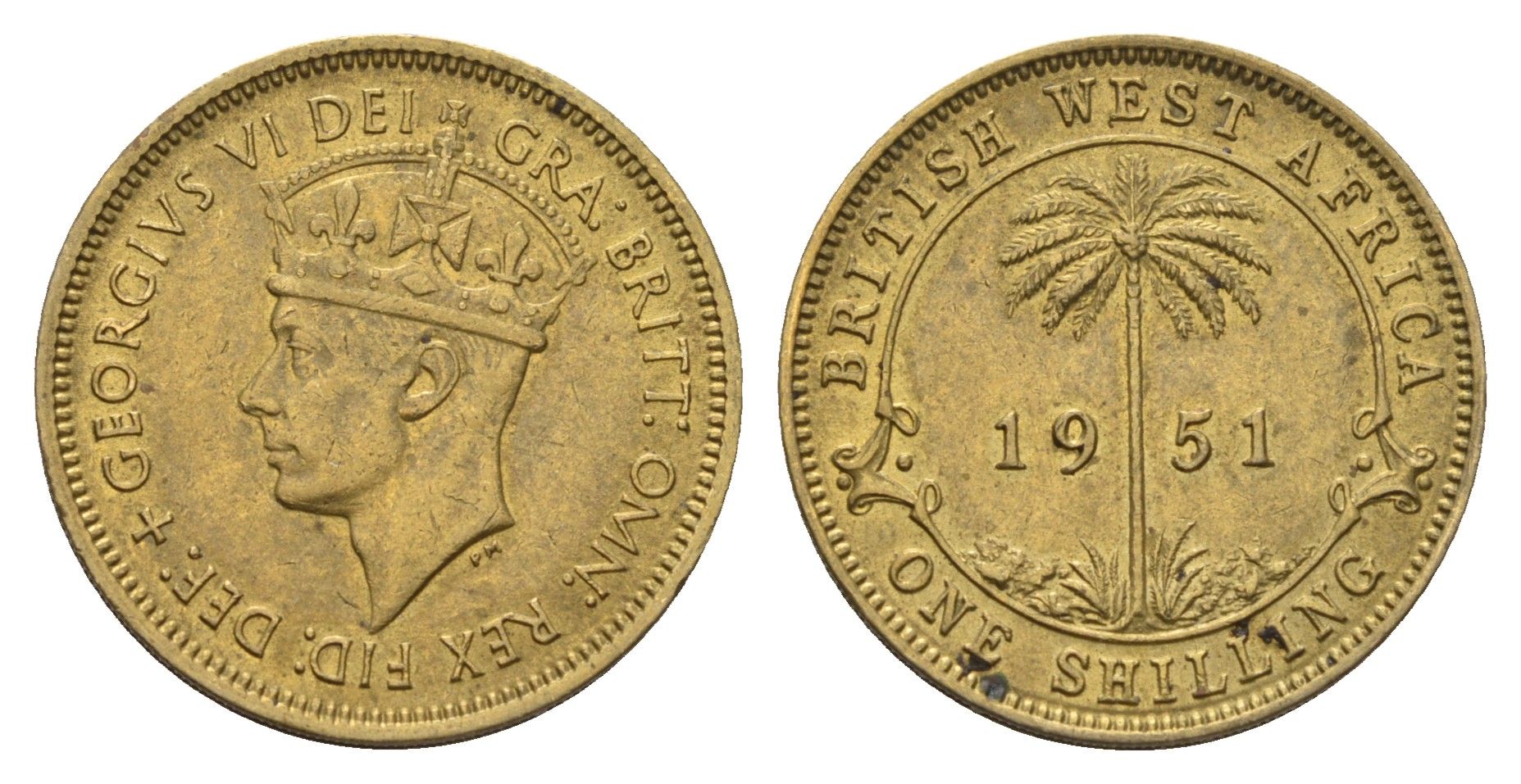 Британская Западная Африка 1 шиллинг 1951 Георг VI (1936-1952) KM 28 никель латунь 1526-1334