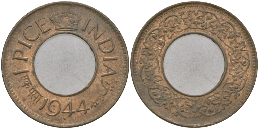 Британская Индия 1 пайс 1944 Георг VI (1936-1952) KM 533 бронза 33-1026