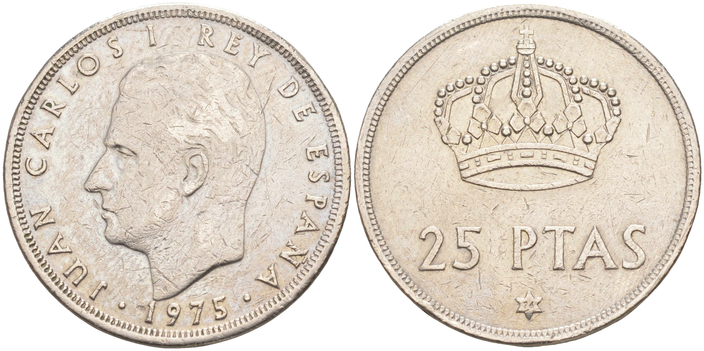 Испания 25 песет 1975 (76) Хуан Карлос I (1975-2014) KM 808 медно-никель 106-221