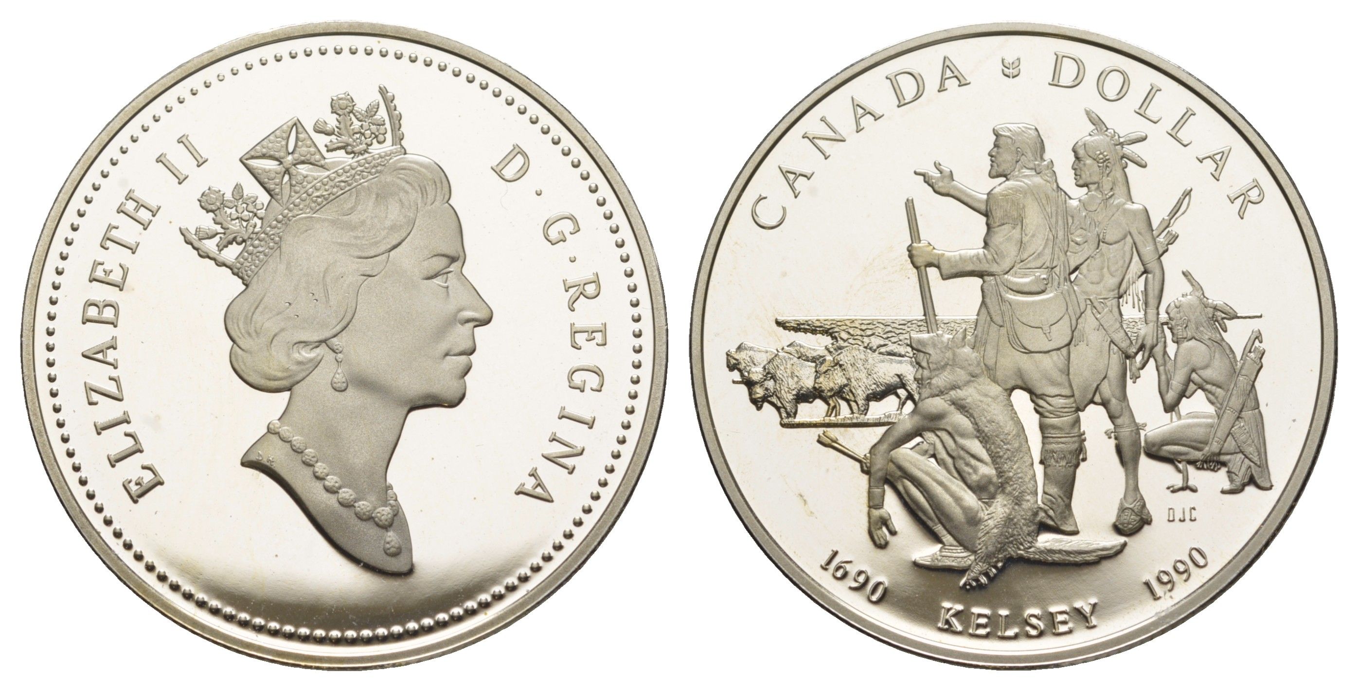 Канада 1 доллар 1990 300 лет путешествию Генри Келси KM 170 серебро PROOF 11-095-43