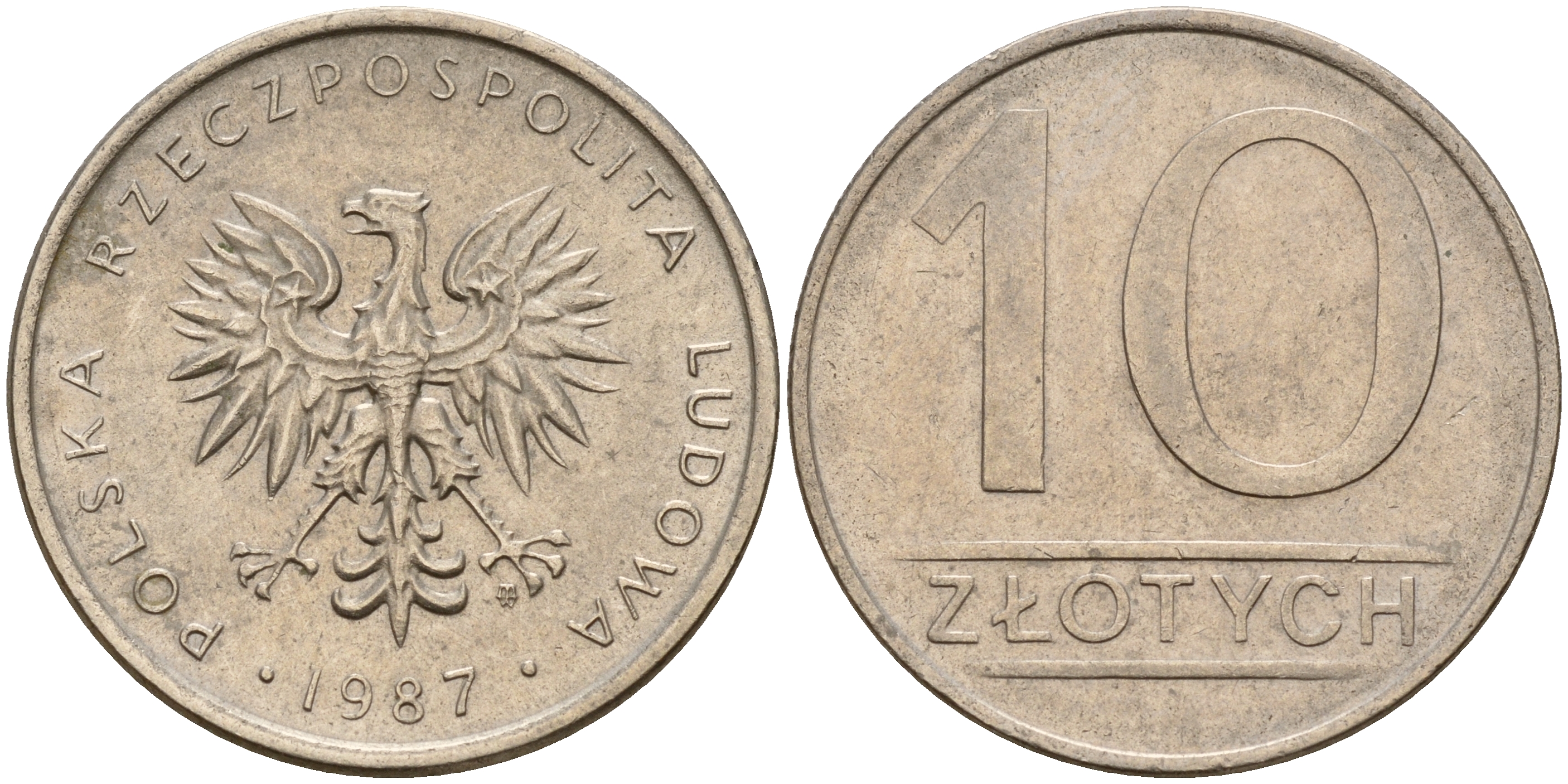 Польша 10 злотых 1987 MW KM 152.1, Parchimowicz 243d медно-никель 4161-1137