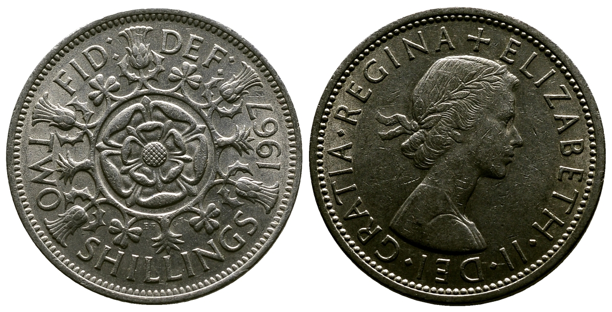 Великобритания 2 шиллинга (флорин) 1967 Елизавета II (1952-2022) KM 906, Spink 4146 медно-никель 4382-811