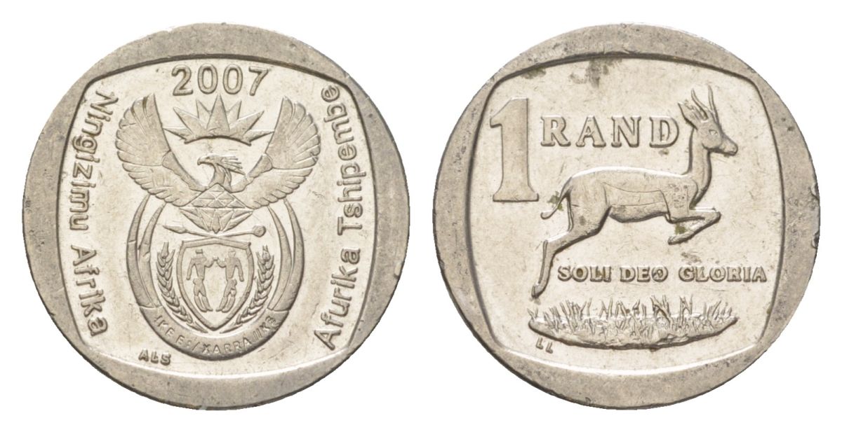 ЮАР 1 ранд 2007 KM 344 медь плакированная никелем 4627-467