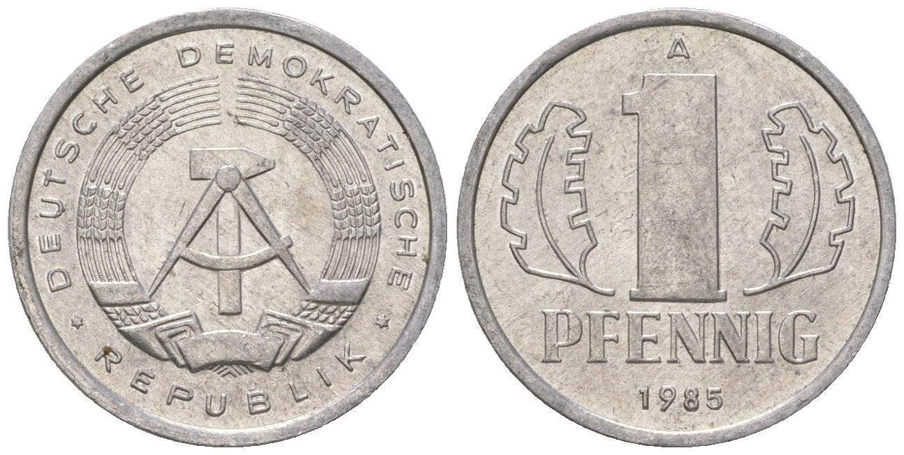 ГДР 1 пфенниг 1985 А KM 8.2 алюминий 4651-119