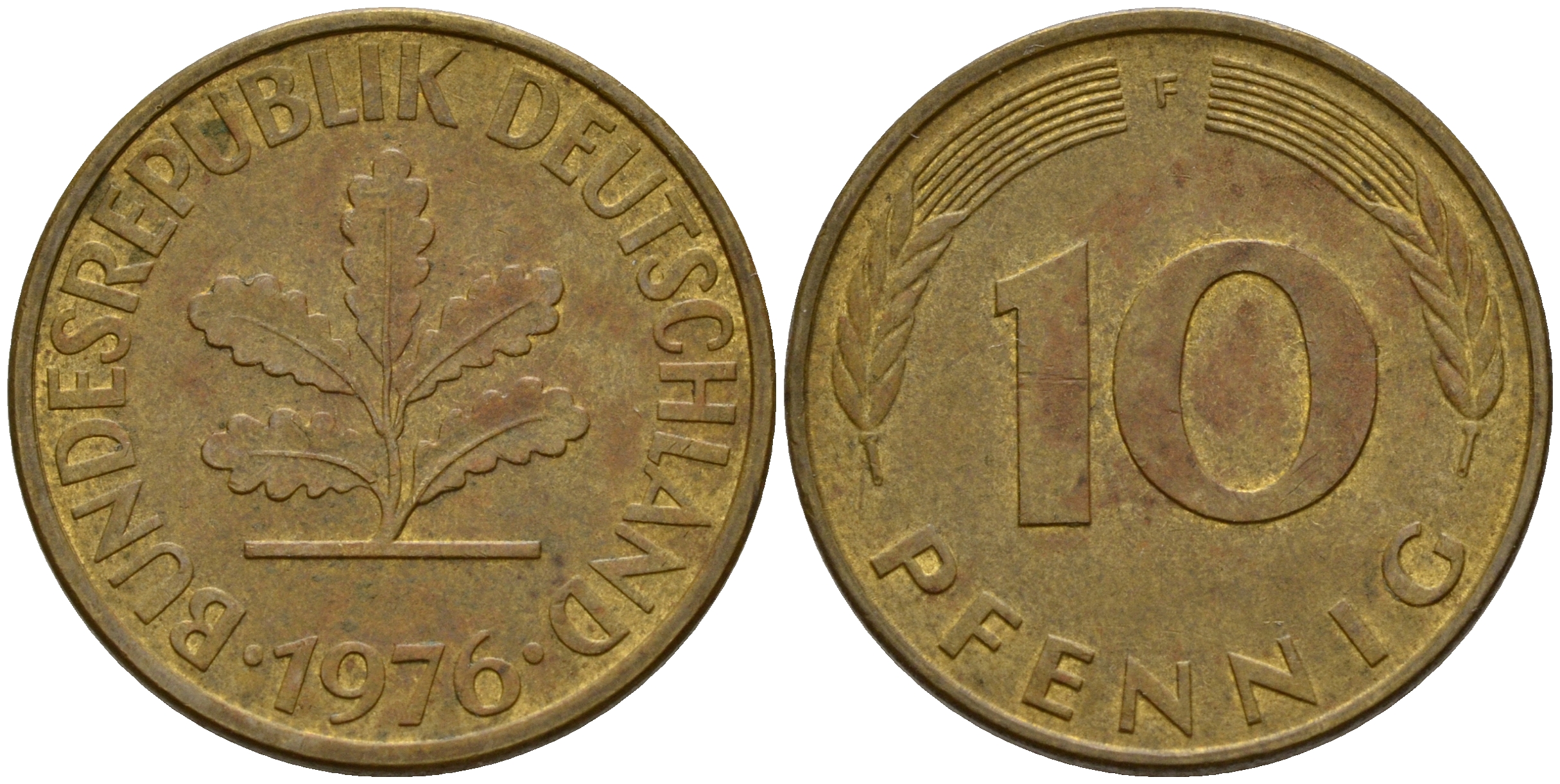 ФРГ 10 пфеннигов 1976 F J. 383, KM 108 сталь плакированная латунью    4603-426