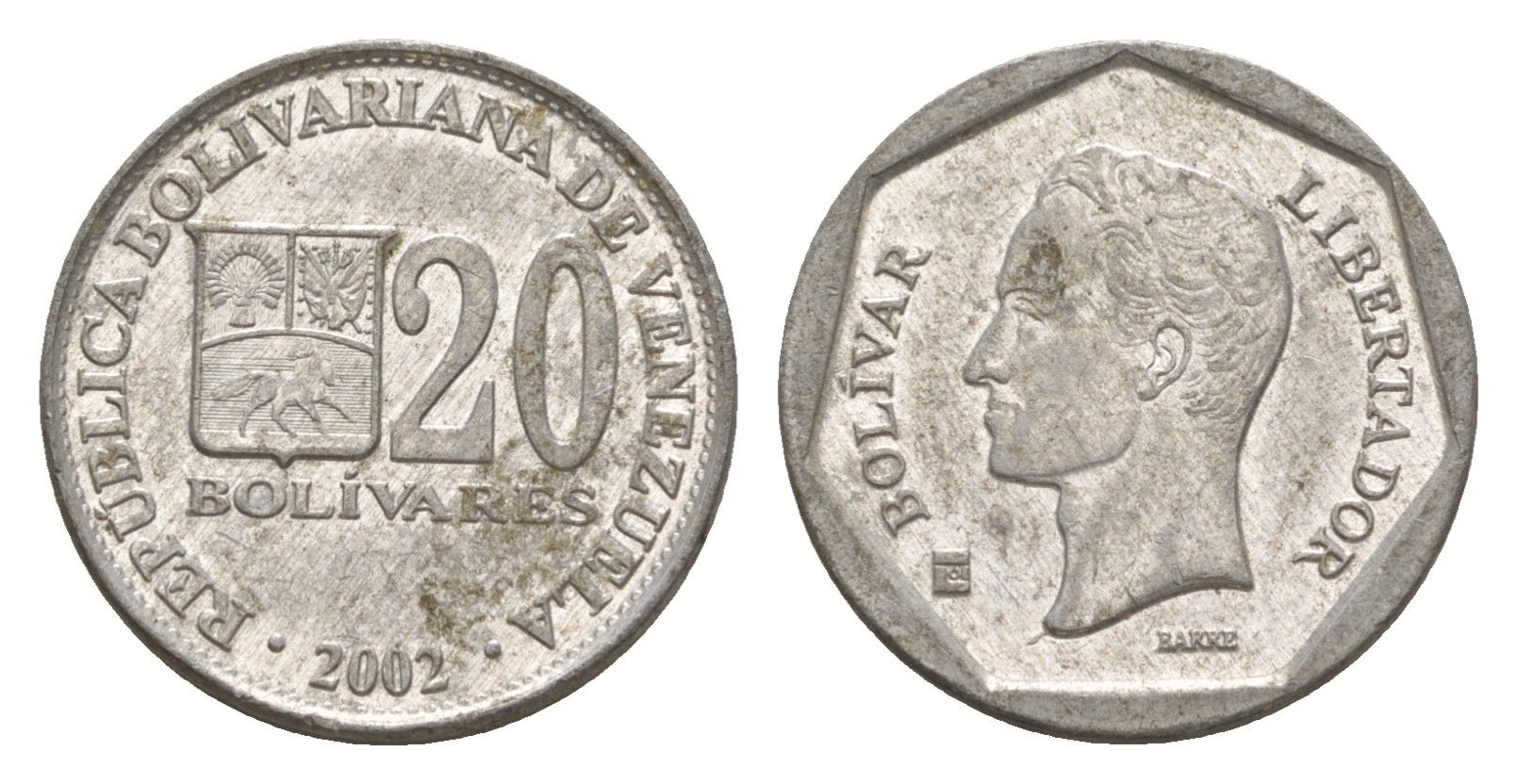 Венесуэла 20 боливаров 2002 Симон Боливар Y 81a цинк алюминий 4580-952