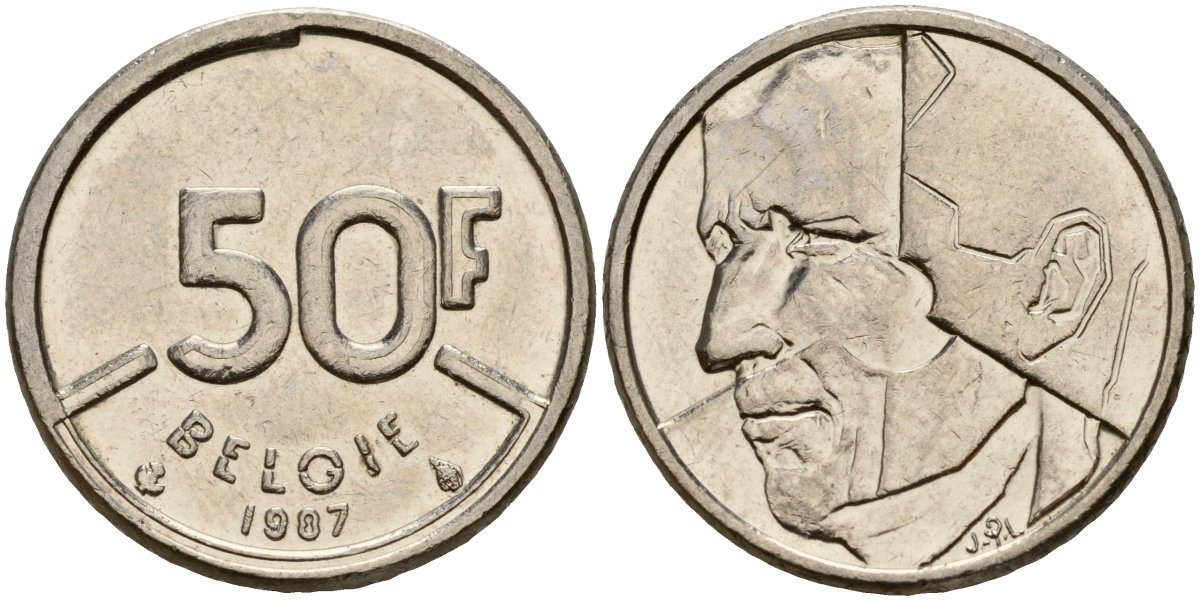 Бельгия 50 франков 1987 Belgie, Бодуэн I (1951-1993) KM 169 никель 4187-1131