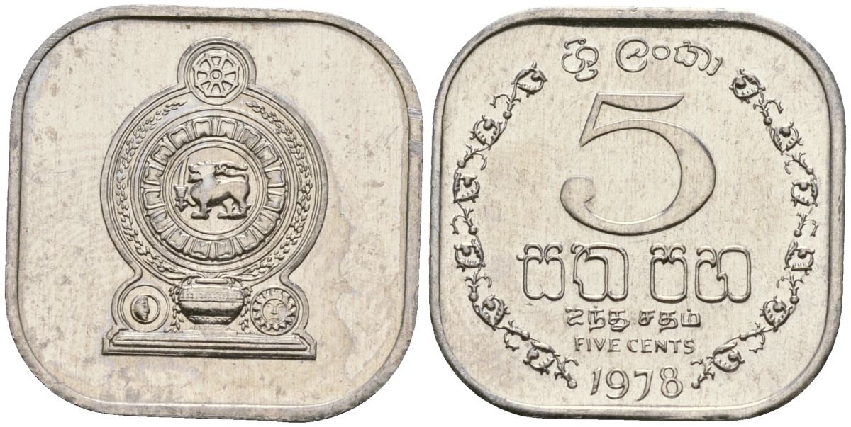 Шри-Ланка 5 центов 1978 KM 139a алюминий 4136-661