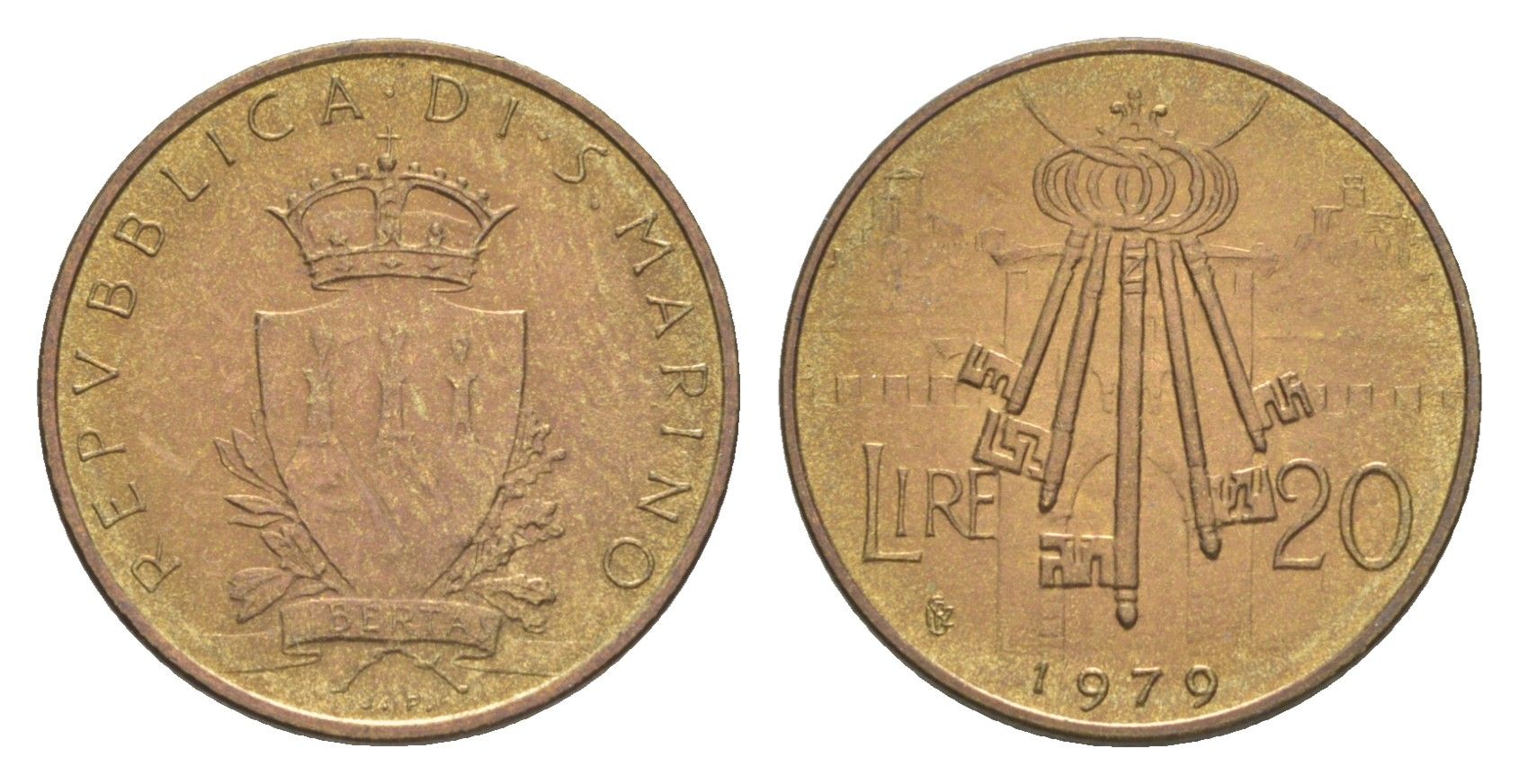 Сан-Марино 20 лир 1979 Институциональные органы государства KM 93 алюминиевая бронза UNC 4647-226