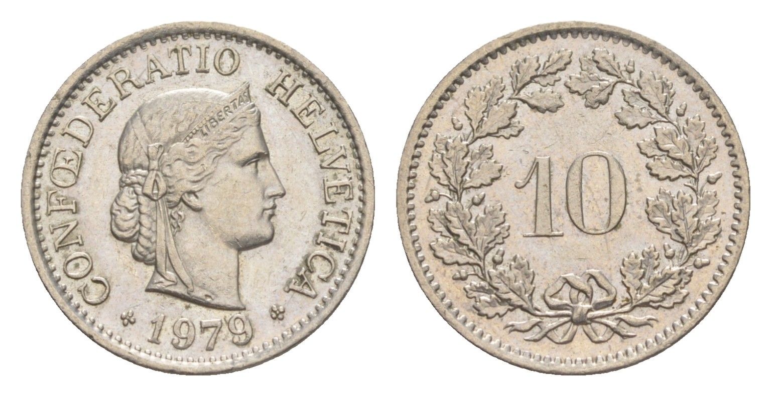 Швейцария 10 раппенов 1979 KM 27 медно-никель 4625-667