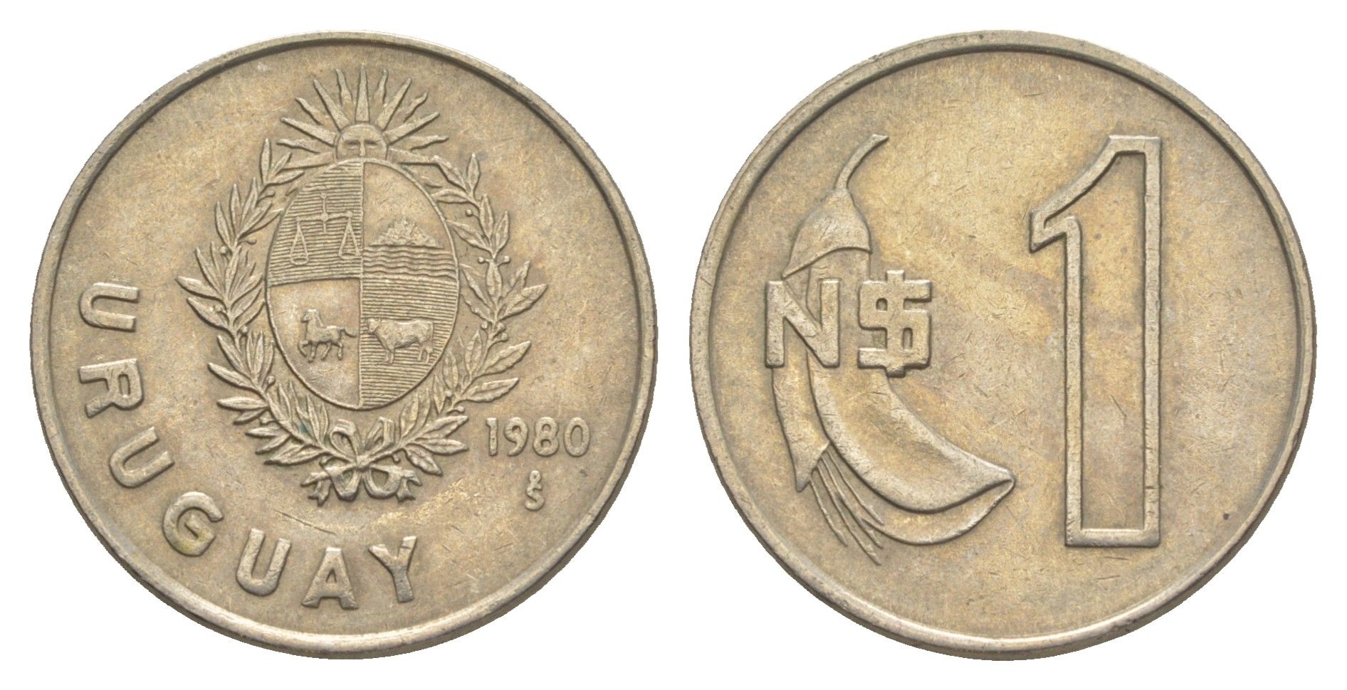 Уругвай 1 песо 1980 KM 74 медно-никель 4637-1242