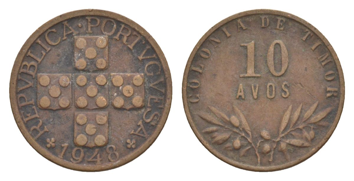 Португальский Тимор 10 аво 1948 KM 5 бронза 3711-1314
