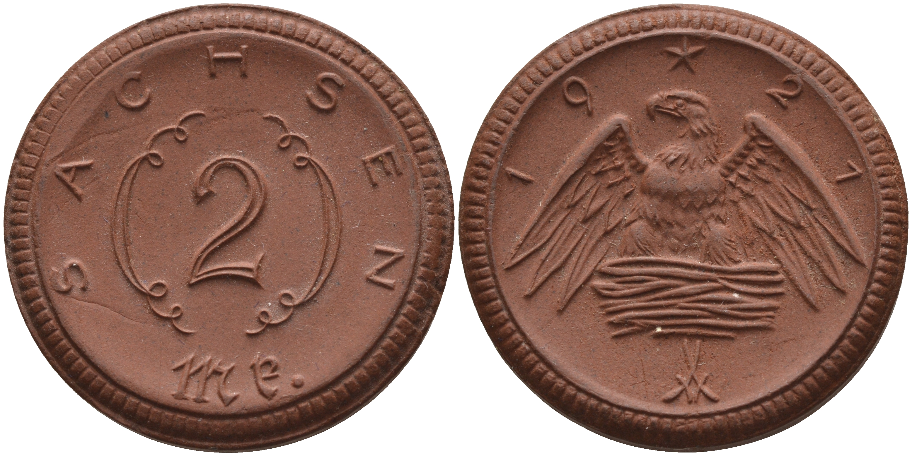 Саксония 2 марки 1921 J. N 56 фарфор 1094-2-74