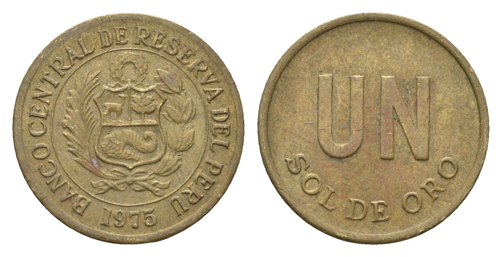 Перу 1 соль 1975 KM 266.1 латунь 4664-456